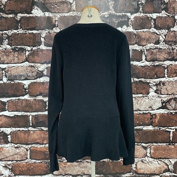 Halogen Pullover Sweater Flare Ribbed Knit Black Size Large L - Picture 10 of 16